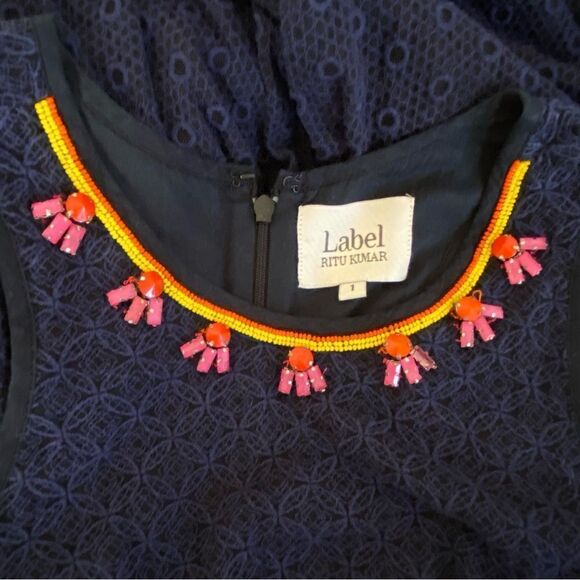 Label by Ritu Kumar Beaded Embroidered Sleeveless Fit Flare Dress Sz XS - Picture 8 of 16